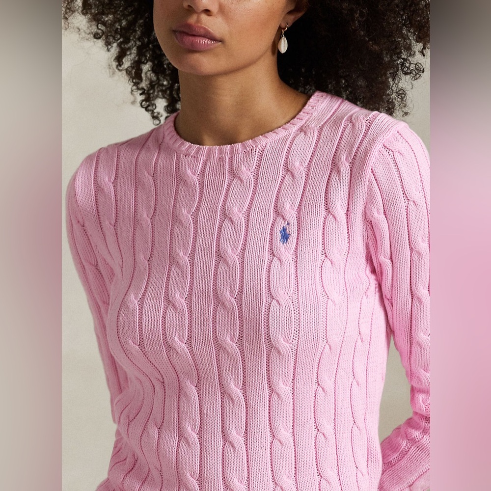 Ralph Lauren | Pink 100% Cotton Cable Knit Sweater L‎